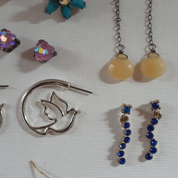 Lot Pierced earrings J. Crew, Avon, etc. with J. Crew Leather Zippered Pouch - Picture 12 of 16